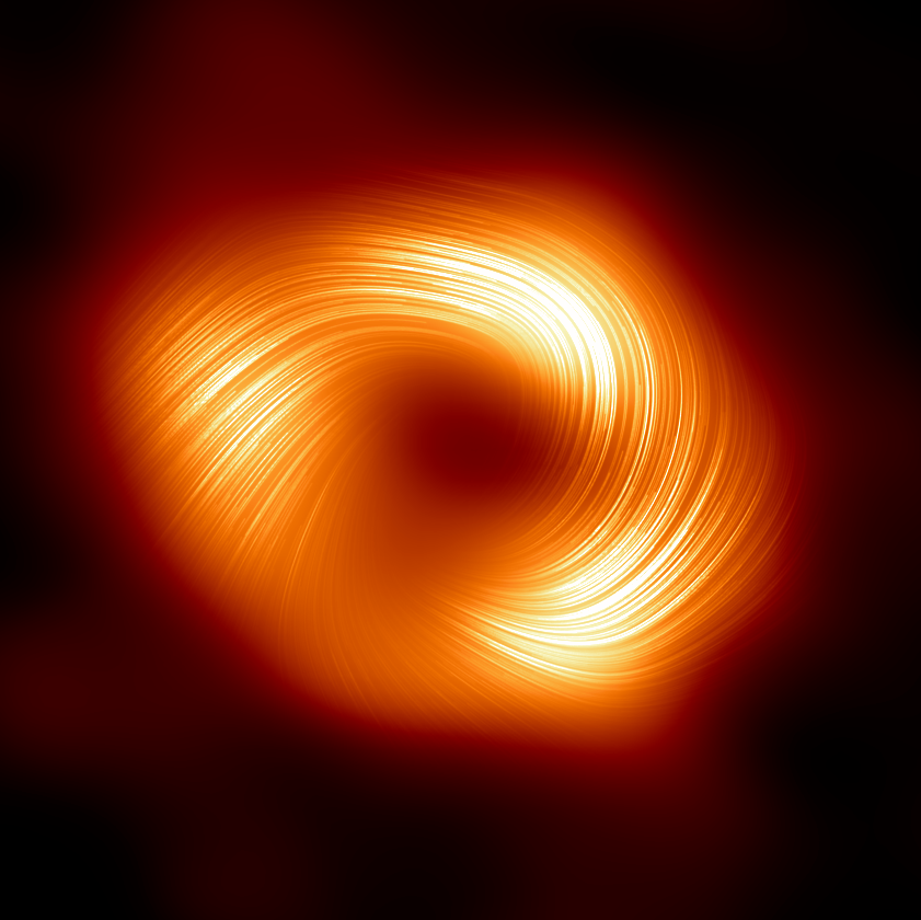 EHT's first black hole image of Sgr A* utilizing polarized light.
